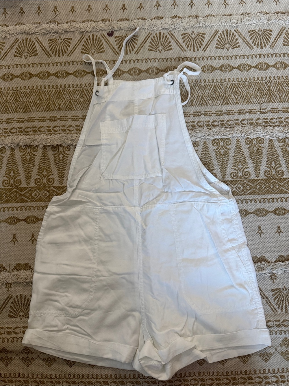 Abercrombie & Fitch White Cotton Short Overalls
